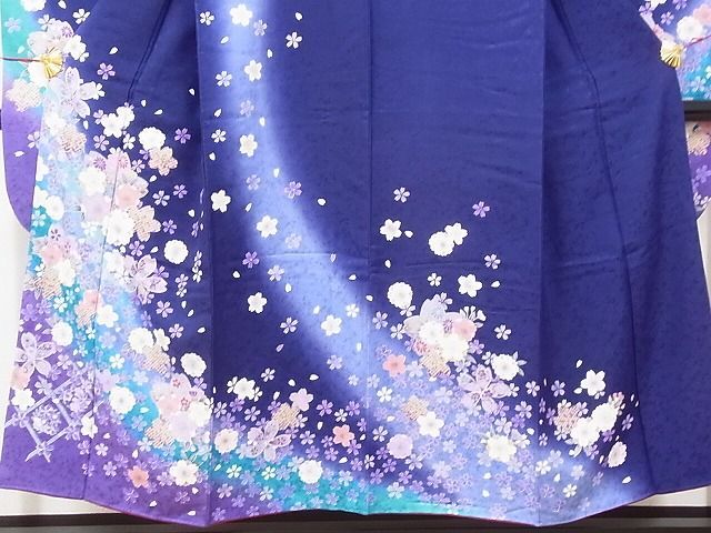  flat peace shop - here . shop # gorgeous long-sleeved kimono piece embroidery Mai Sakura writing .. dyeing gold paint silk excellent article AAAD4362Ata