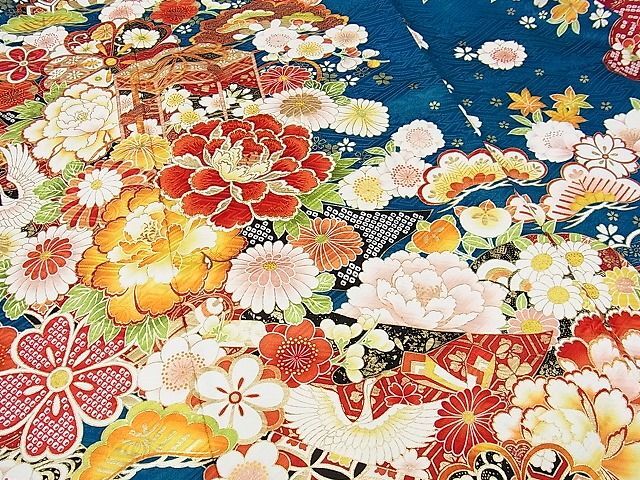  flat peace shop - here . shop # gorgeous long-sleeved kimono ... crane flower writing pine bamboo plum gold thread gold paint silk excellent article AAAE1309Bzg
