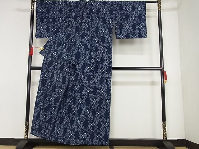 平和屋-こころ店■久留米絣　単衣　飾花文　綿　逸品　AAAE8604Ack_画像3