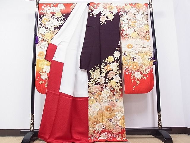  flat peace shop 1# gorgeous long-sleeved kimono * long kimono-like garment set . flower writing .. dyeing gold paint Kyoto kimono .. treatment excellent article CAAC2276hy