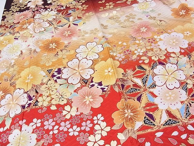  flat peace shop 1# gorgeous long-sleeved kimono * long kimono-like garment set . flower writing .. dyeing gold paint Kyoto kimono .. treatment excellent article CAAC2276hy