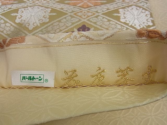 平和屋2■六通柄袋帯　彩宝唐織　花唐菱文　金糸　ゑり善扱い　逸品　未使用　DAAB9434eee_画像6