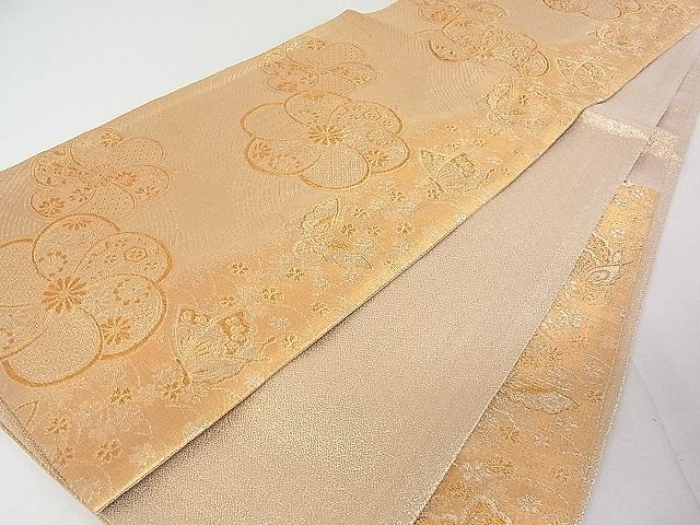 平和屋２◎佐賀錦　六通柄袋帯　立波花蝶文　金糸　逸品　DAAC0505cm_画像3