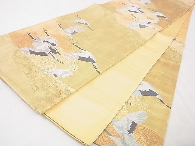 平和屋2◎六通柄袋帯 唐織 立波飛鶴文 金糸 逸品 DAAA6470yaの画像3