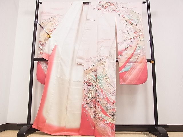  flat peace shop 2# gorgeous long-sleeved kimono phoenix . place car .. flower writing .. dyeing gold silver . excellent article DAAA5593yyy