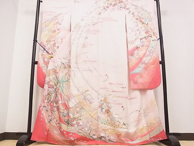  flat peace shop 2# gorgeous long-sleeved kimono phoenix . place car .. flower writing .. dyeing gold silver . excellent article DAAA5593yyy