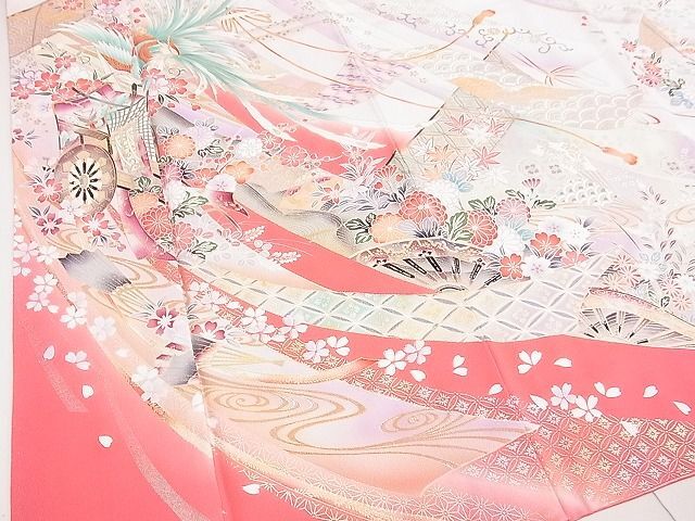  flat peace shop 2# gorgeous long-sleeved kimono phoenix . place car .. flower writing .. dyeing gold silver . excellent article DAAA5593yyy