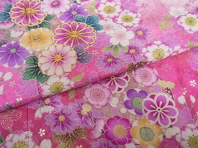 平和屋-こころ店■豪華振袖　駒刺繍　花丸文　暈し染め　金彩　金通し地　京都きもの友禅扱い　正絹　逸品　AAAE4483Bnp_画像5