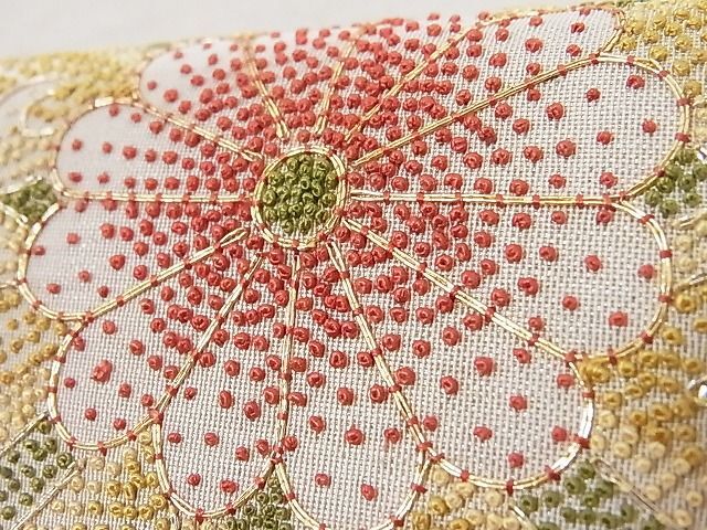 平和屋-こころ店■中国三大刺繍　相良刺繍　総刺繍　袋帯　舞花文　金銀糸　正絹　逸品　AAAE0736Aaz_画像4