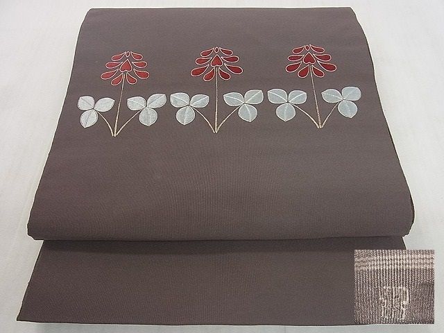 平和屋2◎西陣 川島織物 爪掻き本綴れ 八寸名古屋帯 駒刺繍 草花文 逸品 DAAA1844duの画像1