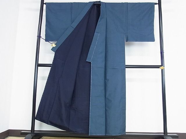 平和屋2■男性 本場大島紬 アンサンブル 長襦袢（袷）セット 亀甲柄 逸品 DAAB2884azの画像3