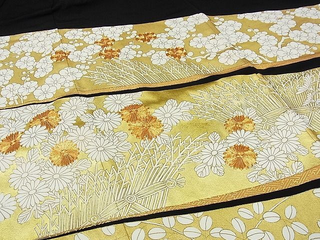 平和屋-こころ店■豪華黒留袖　駒刺繍　草花間道　金彩　正絹　逸品　AAAE1360Bzg_画像4