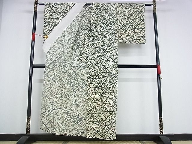 平和屋-こころ店■夏物 小紋 絽 変わり格子 正絹 逸品 AAAD9999Atnの画像2