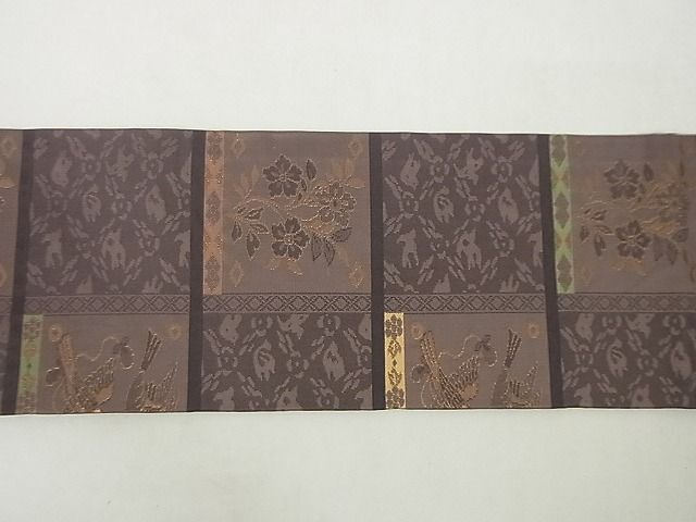 平和屋-こころ店◎九寸名古屋帯　花鳥文　金糸　正絹　逸品　AAAD6198Ajz_画像3