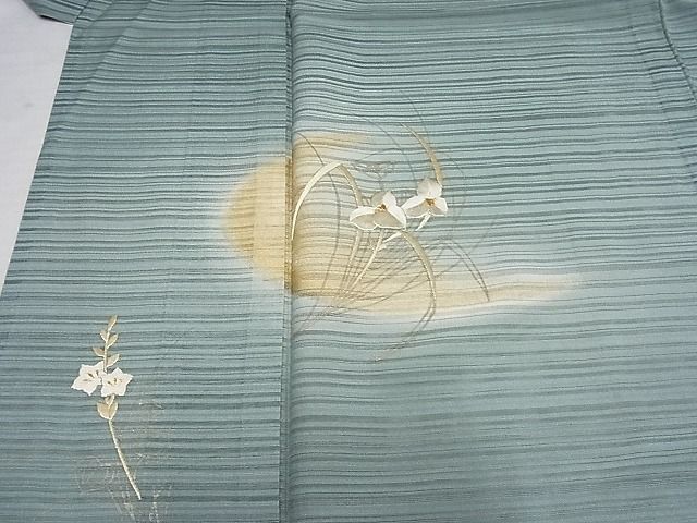 平和屋-こころ店■夏物　訪問着　変わり絽　刺繍　草花文　金彩　正絹　逸品　AAAE3828Bph_画像4