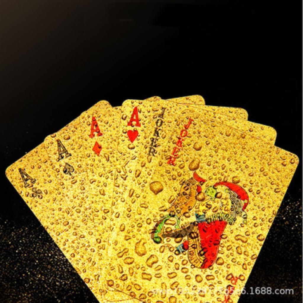 【新品未使用】トランプ ゴールド　金　プラスチック 防水 カード パーティー マジック ポーカー　カード　丸洗い　格子柄　送料無料_画像3