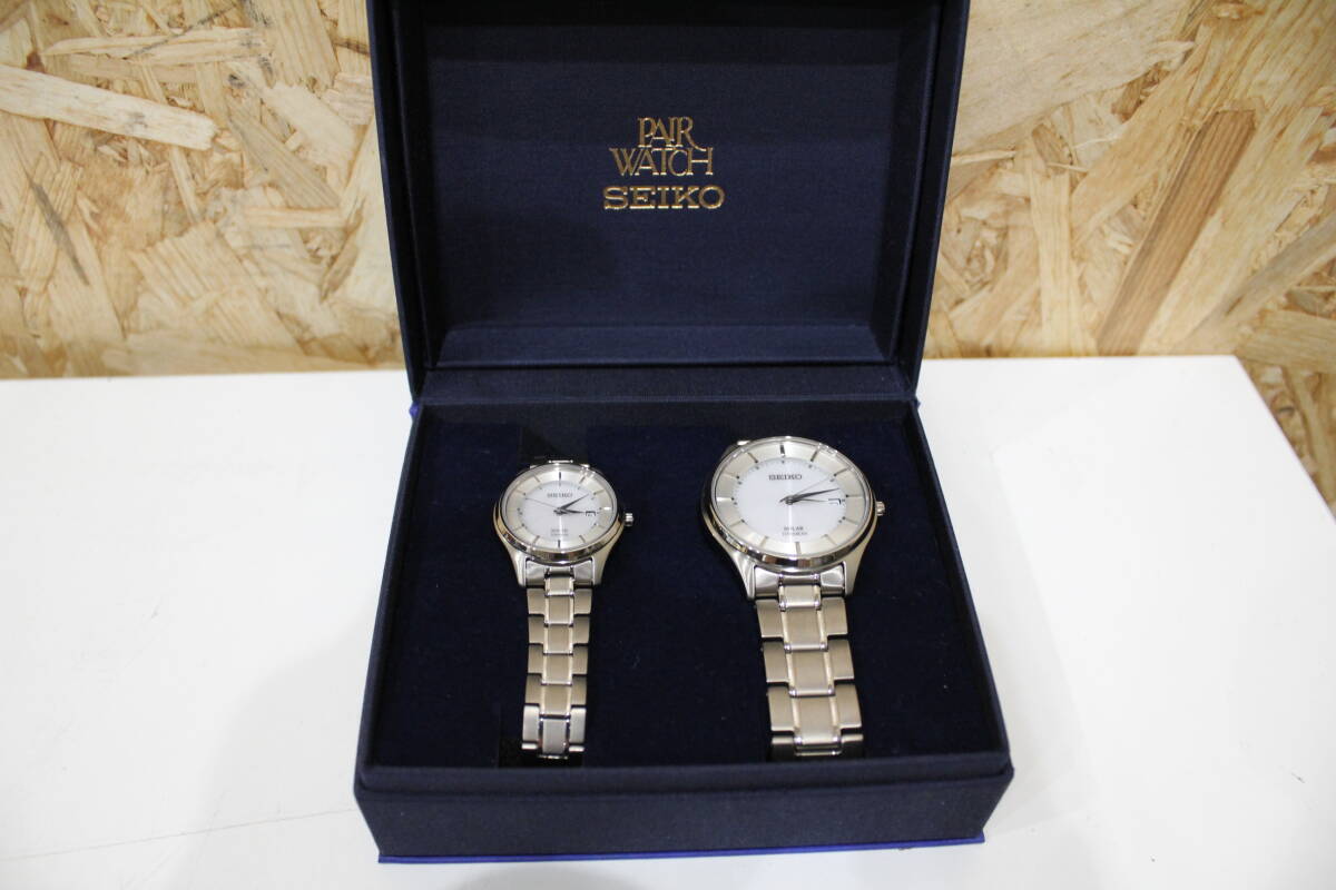 TH04269 SEIKO V157-0BX0 V137-0CS0 ペアウォッチ ソーラー 腕時計 未使用品の画像2