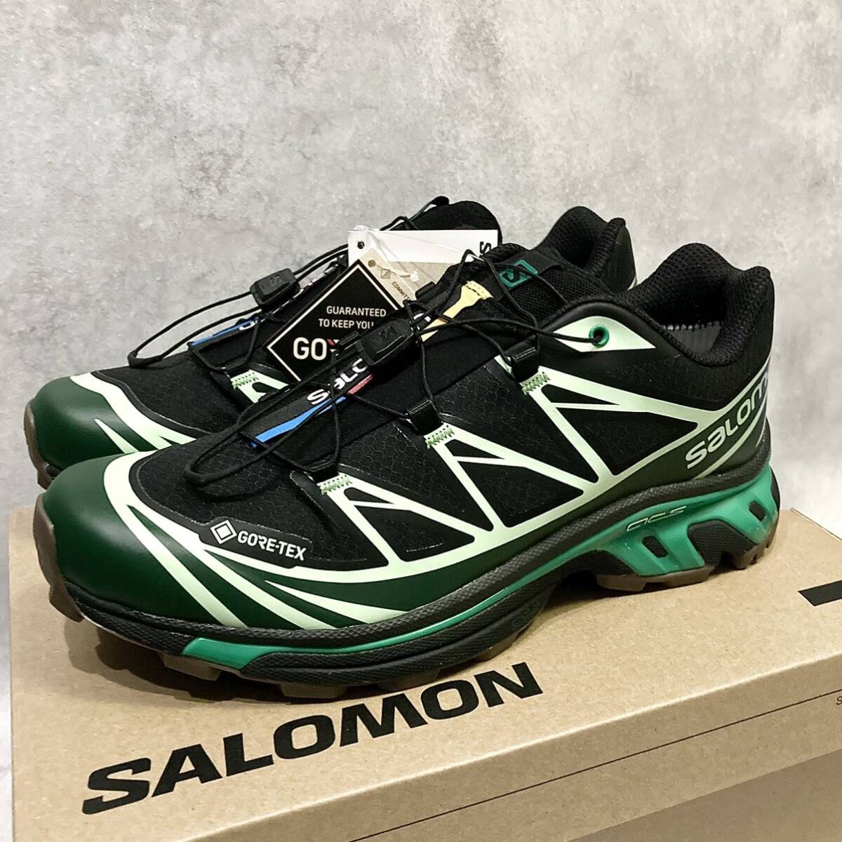 25.5cm 新品正規品 Salomon XT-6 GTX GORE-TEX Black/Eden/Green Ash サロモン XT-6 ゴアテックス US7.5の画像1