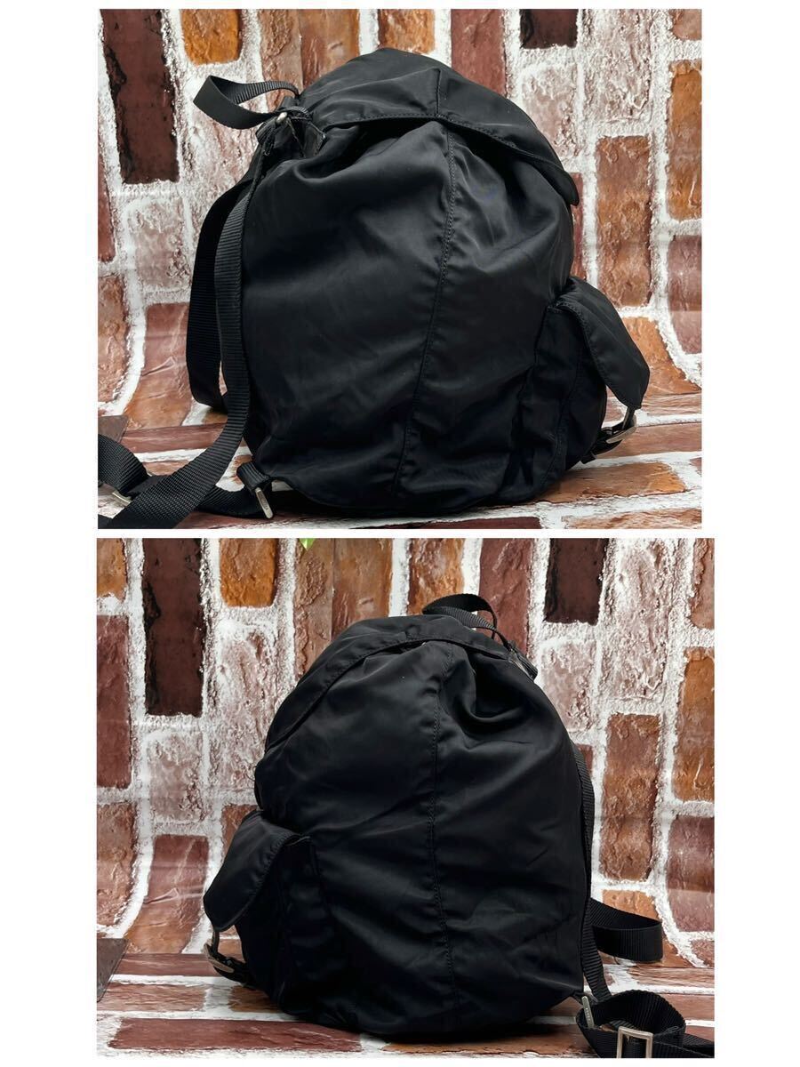 良品 PRADA プラダ バックパック リュック リュックサック ナイロン ブラック 三角プレート ロゴ メンズ レディース バッグ ブラック 黒の画像5