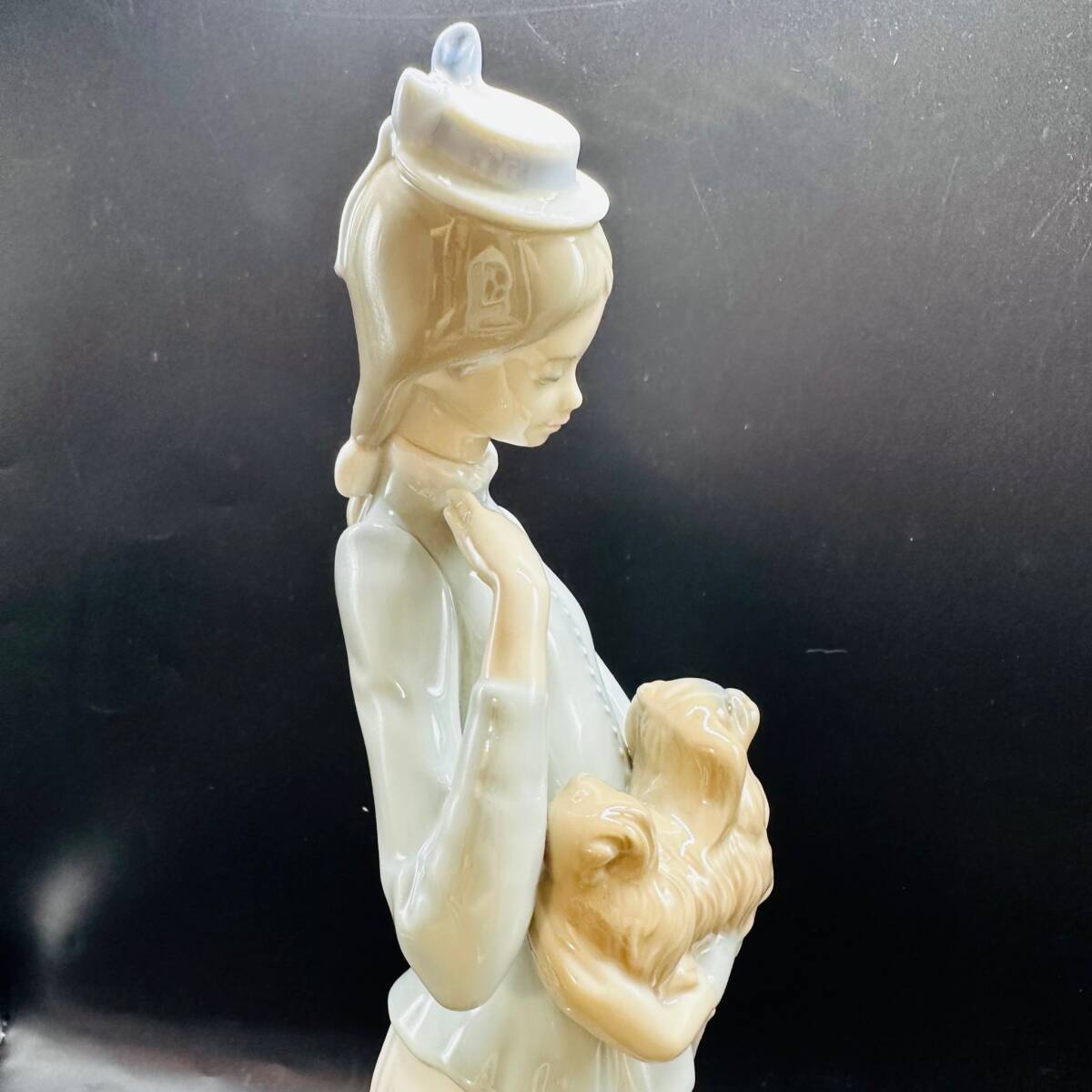  Lladro собака .... женщина figyu Lynn керамика кукла украшение собака зонт высота : примерно 13cm LLADRO ручная работа Испания 1 иен лот текущее состояние товар Vintage 