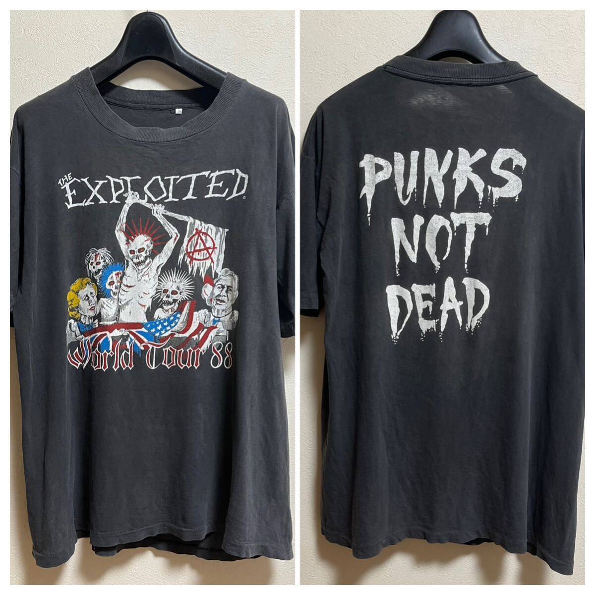 80s EXPLOITED Tシャツ L 大きめ PUNKS NOT DEAD ツアーTシャツ バンドTシャツ バンT ヴィンテージ パンク ハードコア エクスプロイテッドの画像1