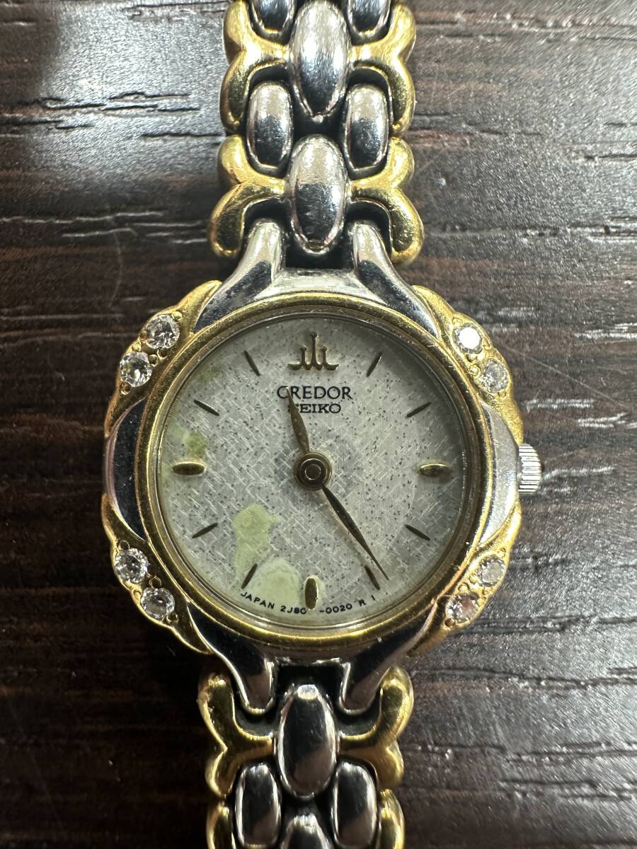 1円スタート 腕時計 SEIKO セイコー 2J80-0020 動作未確認 シルバー系 白文字盤 CREDOR クレドール 18KT 総重量約33.23g の画像1