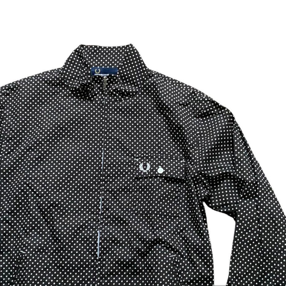 送料込！最終値下げ▲FRED PERRY フレッドペリー▲総ドット柄ジップブルゾンＭ▲ブラック/ホワイト▲