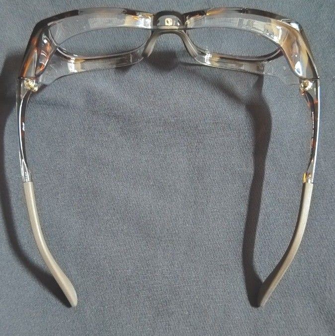 Zoff　花粉症用　メガネ眼鏡　伊達メガネ　茶色　保護眼鏡　花粉症対策　飛沫防止　黄砂対策　レディース　度なし　眼鏡ケース