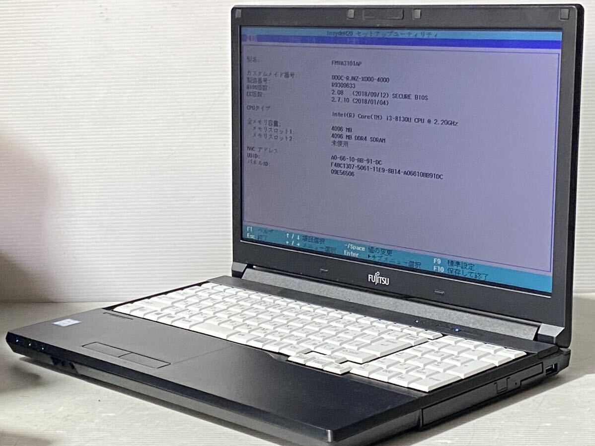 Bios 起動確認済み 富士通 LIFEBOOK A748/TX Corei3-8130Uメモリ4GB/15.6インチ ジャンク311の画像4