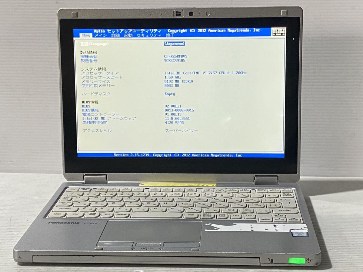 Bios 起動確認済み Panasonic Let's note CF-RZ6 Core i5-7Y57 メモリ8GB 10.1インチ ジャンク349_画像1