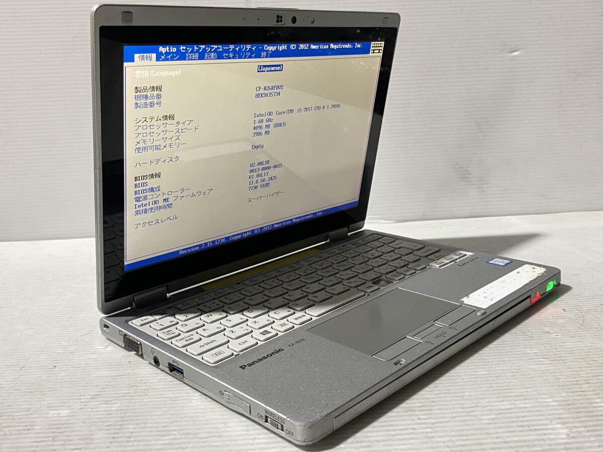 Bios 起動確認済み Panasonic Let's note CF-RZ6 Core i5-7Y57 /メモリ4GB 10.1インチ ジャンク371_画像4