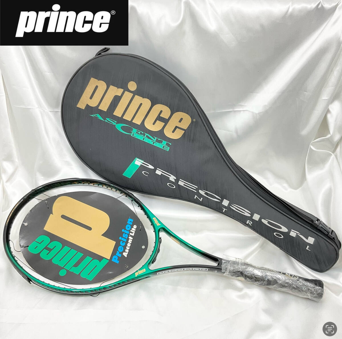 【未使用・保管品】PRINCE プリンス 硬式テニスラケット ケース付 precision ascent lite 610PL G2 ブラック×グリーンP key(C1178)の画像1