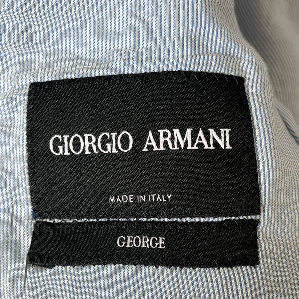 美品 Lサイズ GIORGIO ARMANI 【最高級 黒タグ】 ジョルジオアルマーニ GEORGE テーラードジャケット リネン シルク チェック 春夏 48 麻_画像6