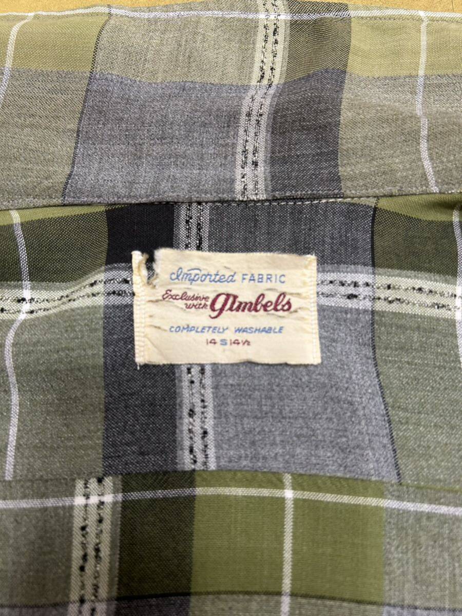 Gimbels製 レーヨンチェックシャツ Size:S 50's ~ 60's の画像3