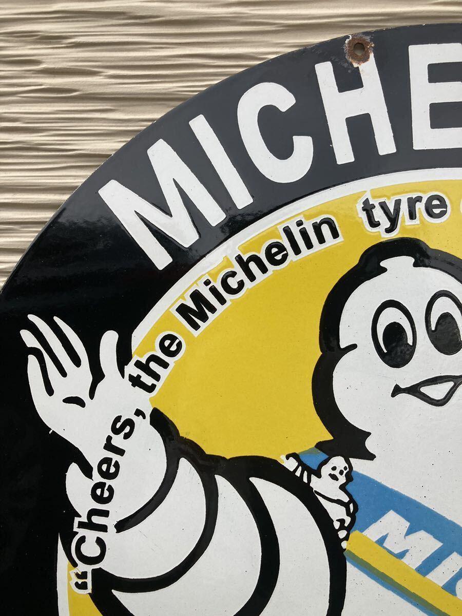 [ 1 jpy ~ signboard 76cm ] Vintage Michelin viva n dam michelin Michelin man horn low signboard Setagaya base garage America miscellaneous goods 