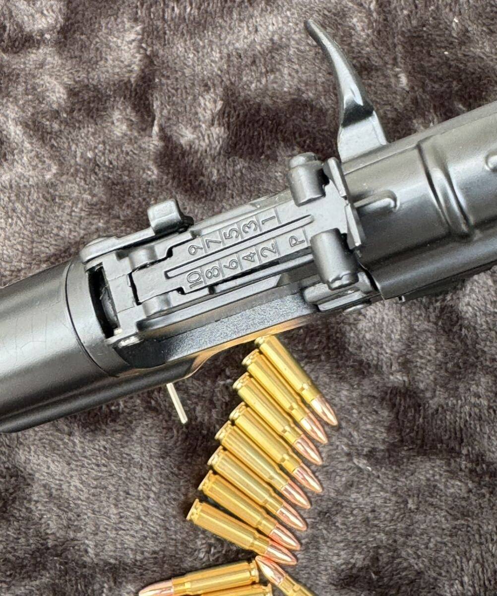 新品　2024年　最新モデル　AK47 1/2scale モデルガン　Alloy Army製　CNC Dummy cartridge【14発】　専用オイル　BLACK(黒)　【限定1個】_リアサイトフル可動