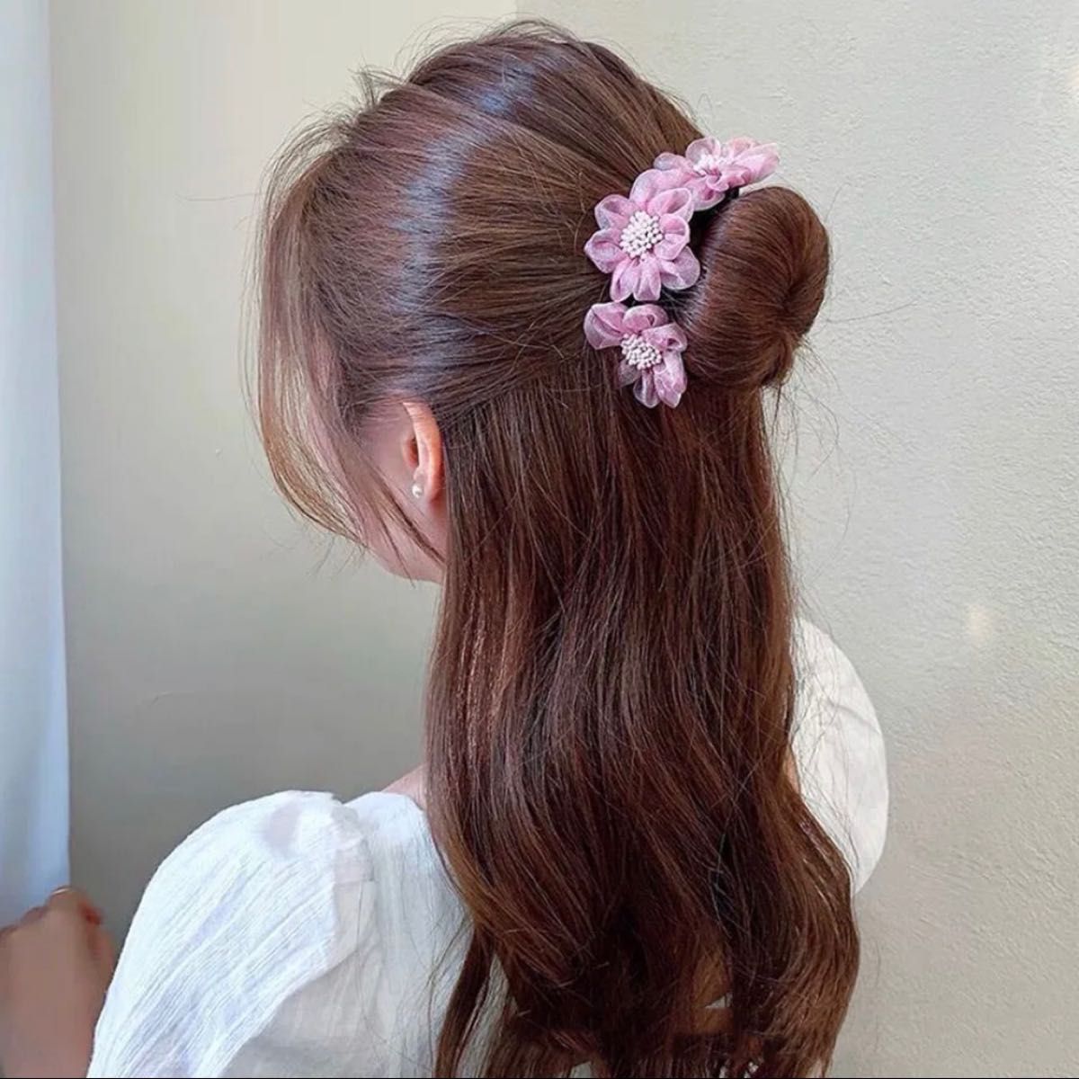 【2種類】ヘアクリップ　髪飾り　バレッタ　ワイヤーヘアアクセサリー 卒業式 着物 結婚式 成人式 フラワー お団子 シュシュ 