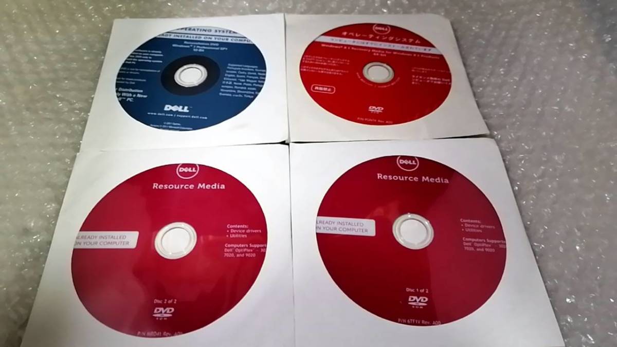 DD4 新品 4枚組 DELL Optiplex 3020 7020 9020 + Windows8　Windows7　リカバリ ドライバー ディスク DVD 　_画像1