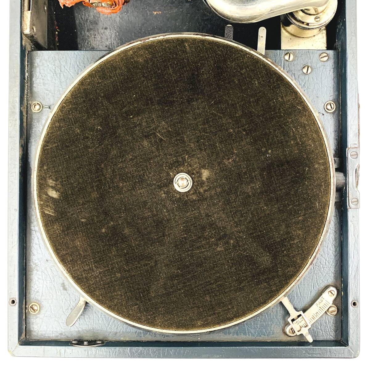 1930年代 ヴィンテージ Columbia コロンビア ポータブル 蓄音機 MODEL-NO. 203 Grafonola レトロ アンティーク【回ります ジャンク】の画像5