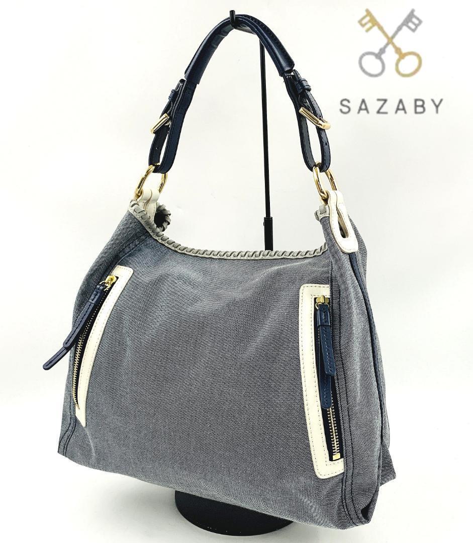 SAZABY Sazaby handbag shoulder .. shoulder bag canvas Denim manner cloth beautiful goods 