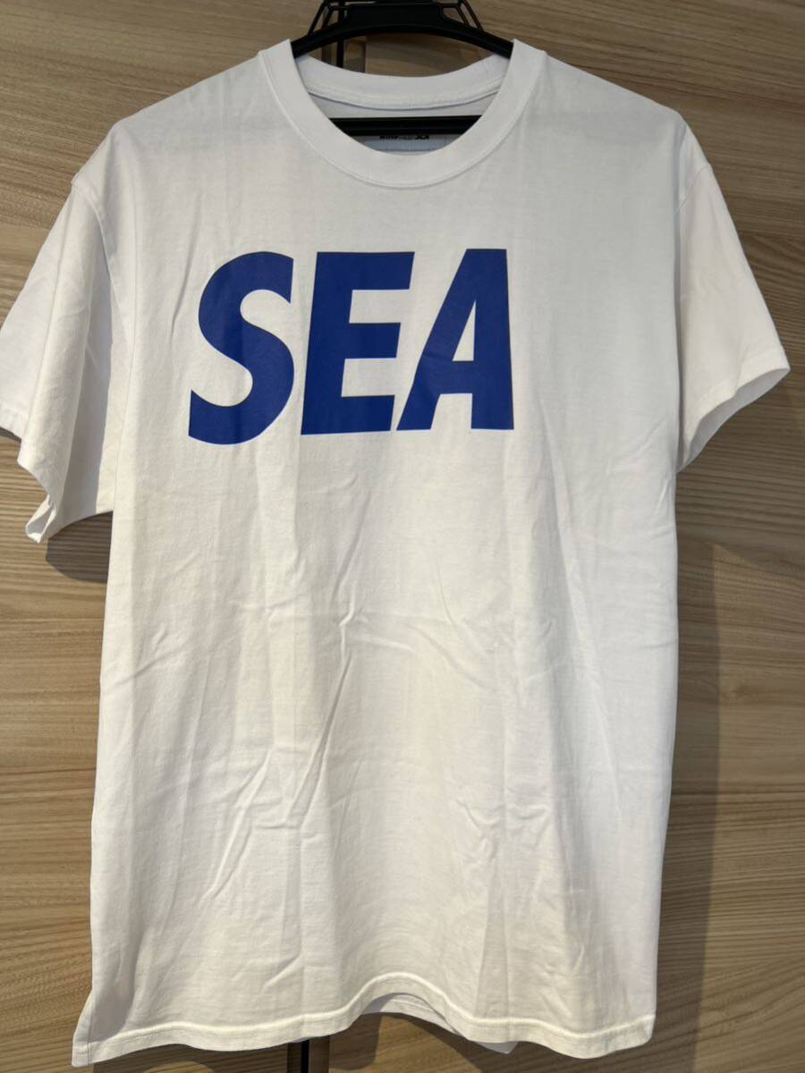 wind and sea 半袖Tシャツ 白 ホワイト+ブルー　Mサイズ_画像1