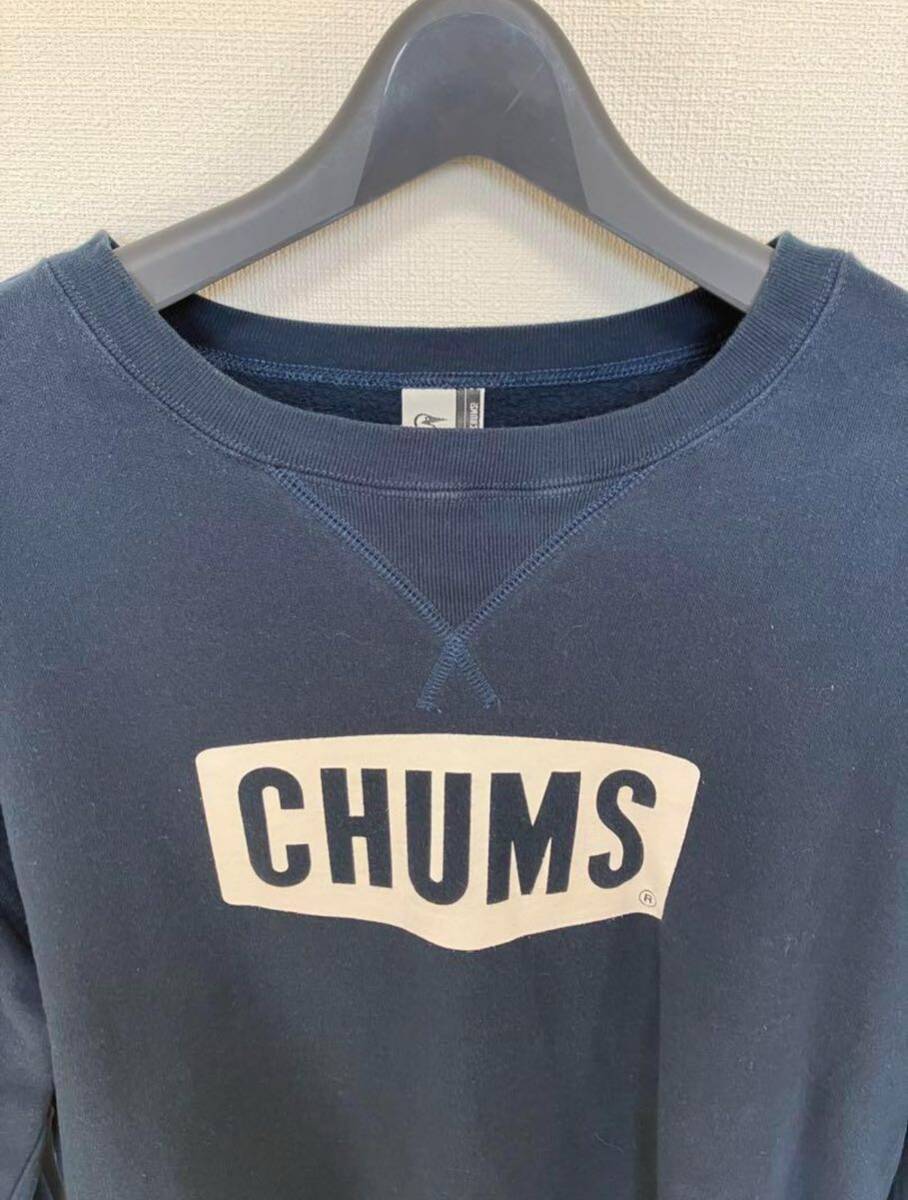 CHUMS チャムス L スウェット トレーナー ネイビー 紺 アメカジ パタゴニア ビンテージ 美品_ロゴプリントキレイです