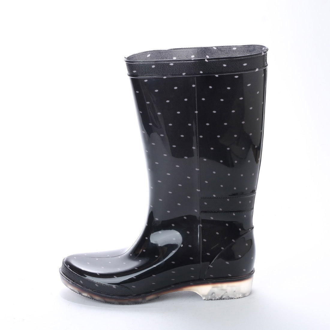  lady's rain boots rain boots long height solid forming boots black dot pattern 15032-blk-dot-LL ( 24.0 - 24.5cm )