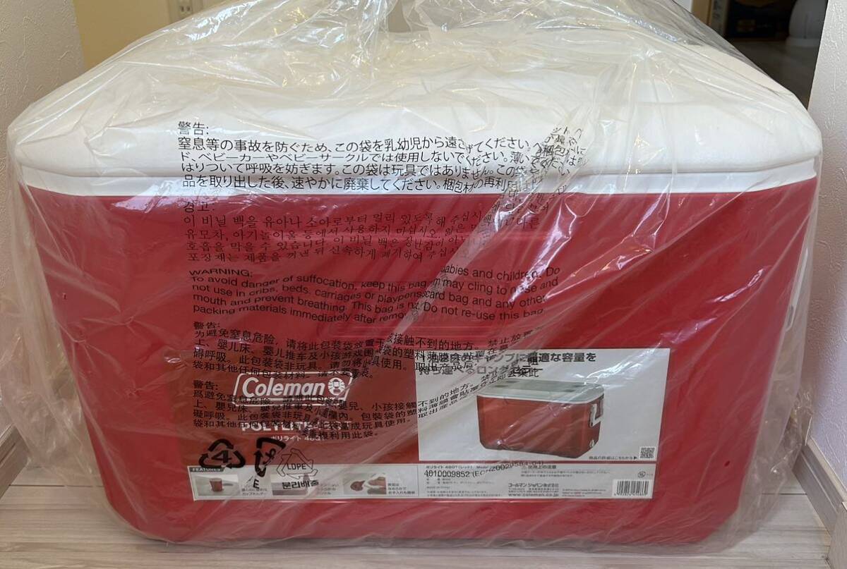 新品未使用 Coleman POLYLITE 48QT RED 2000033008 63cm 33.5cm 39.5cm コールマン ポリライト アウトドア キャンプ クーラー ボックスの画像4