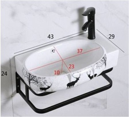 ★品質保証★手洗器 洗面器 家庭用壁掛け式 トイレ レトロ ブラック 芸術 アイデア 混合水栓（蛇口・排水ホース付き）の画像5
