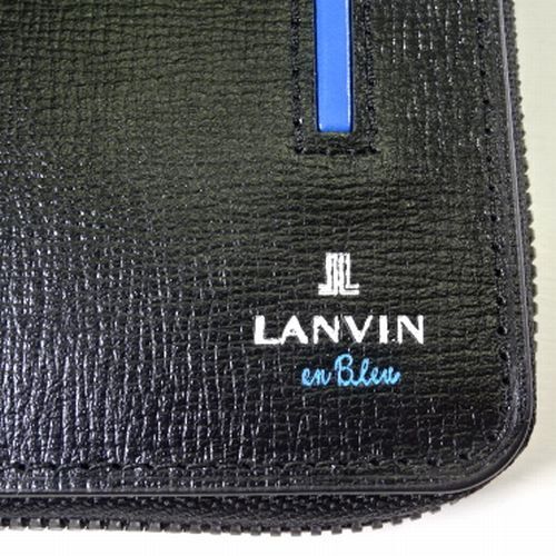 新品 ランバンオンブルー 定価1.92万 ラウンドジップ 本牛革レザー 中長財布 黒 LANVIN en Bleu メンズ 男性 紳士用の画像4