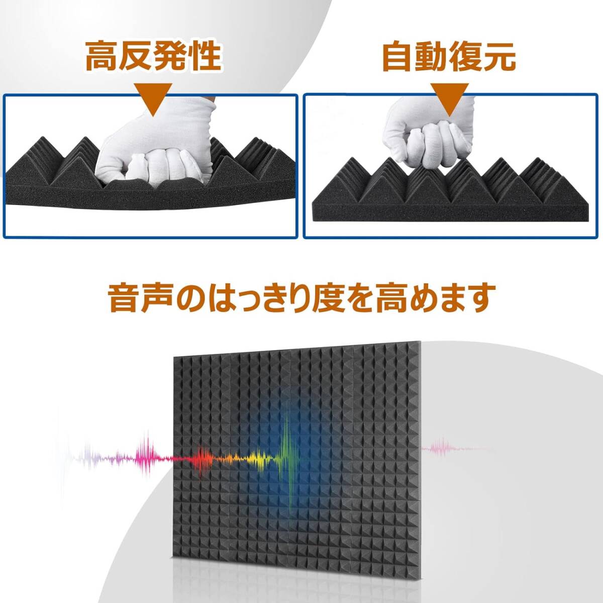 36枚 30*30*5cm 36枚 Auslet 吸音材 30x30x5cm 防音材 防音シート ピラミッド ウレタンフォーム 防_画像4