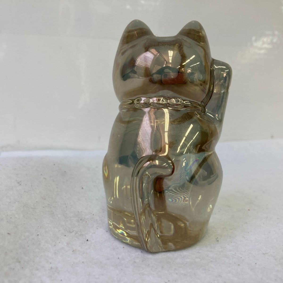 D177-K18-4956 Baccarat バカラ 招き猫 置物 フィギュリン ゴールドカラー クリスタルガラス ねこ インテリア オブジェ 約高さ10×幅5cm ②の画像3