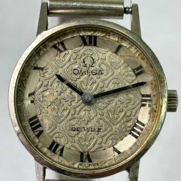 E608-O48-166◎ OMEGA オメガ DE VILLE デビル 手巻き シルバー文字盤 ローマン ラウンド レディース 腕時計 稼動 ④の画像1