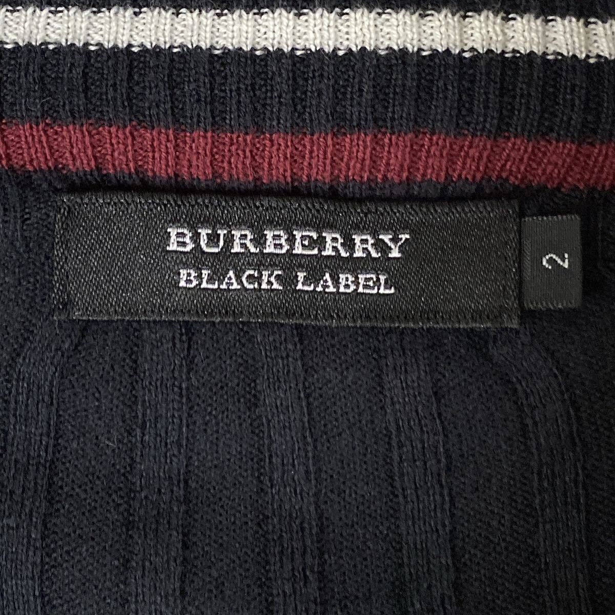 バーバリーブラックレーベル BURBERRY BLACK LABEL ホース刺繍 リブニット カーディガン ジャケット サイズ2 M ブラック 黒 メンズ_画像8